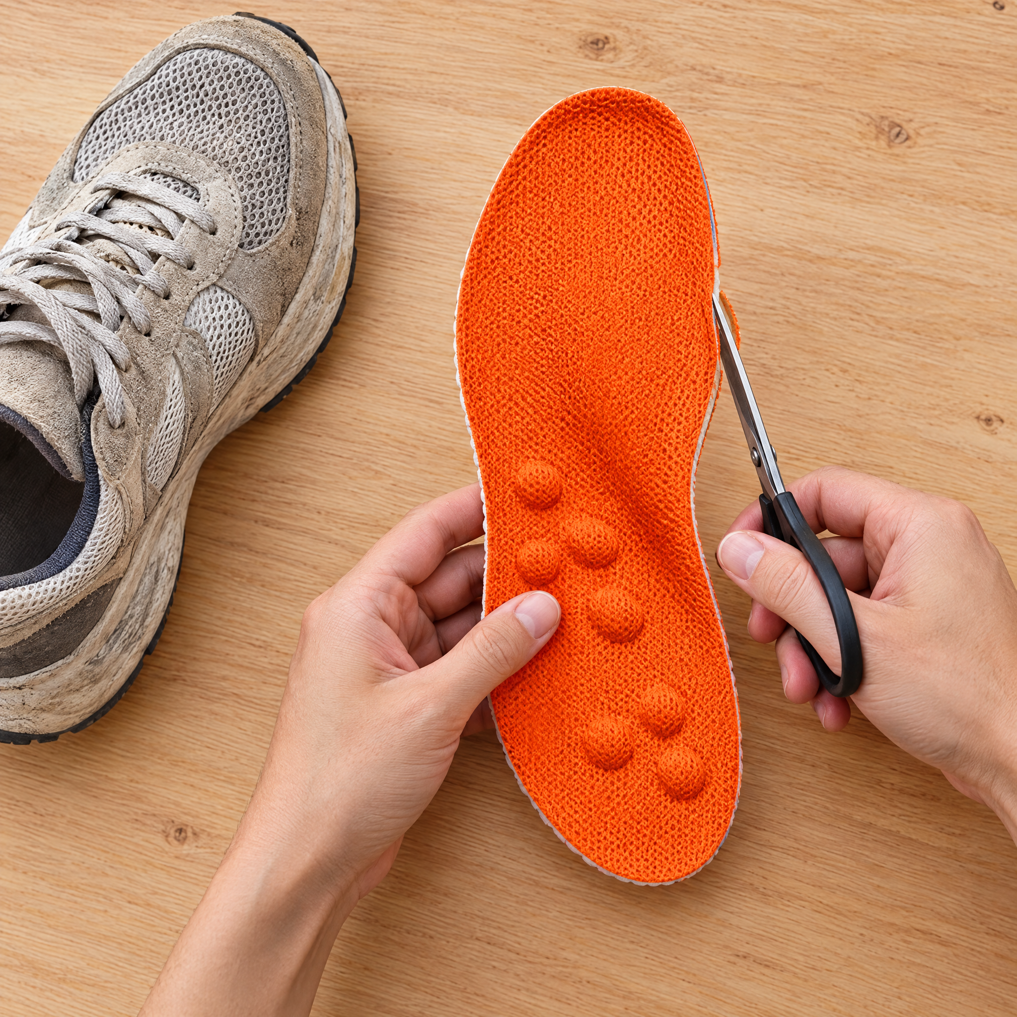 Découper la semelle aux ciseaux pour l ajuster à sa chaussure